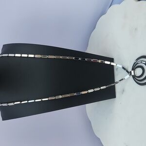 Vintage‎ Monet Necklace Modernist Triple Loop Pendant with Box Chain. 1960s